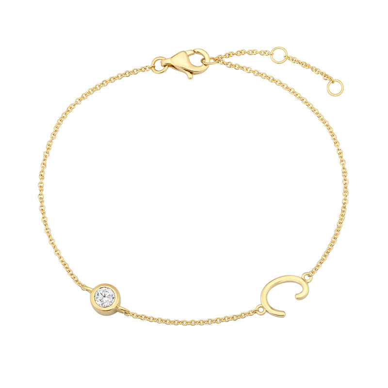 Initial Diamond Bracelet-C|Lab-grown diamond initial Bracelet-C|KindSpark jewellery for everyday wear