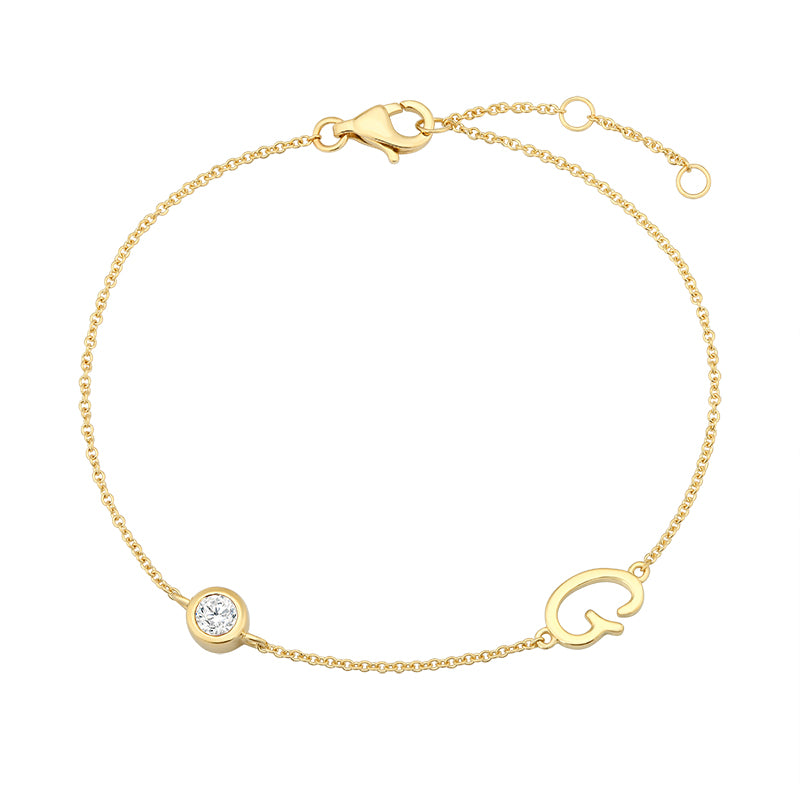 Initial Diamond Bracelet-G|Lab-grown diamond initial Bracelet-G|KindSpark jewellery for everyday wear