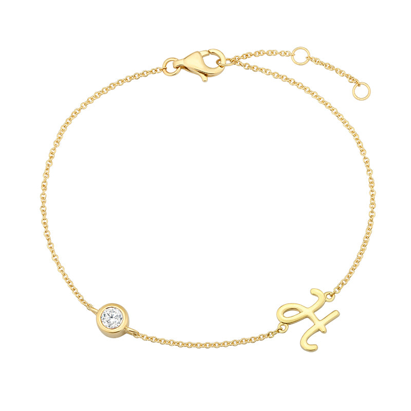 Initial Diamond Bracelet-H|Lab-grown diamond initial Bracelet-H|KindSpark jewellery for everyday wear
