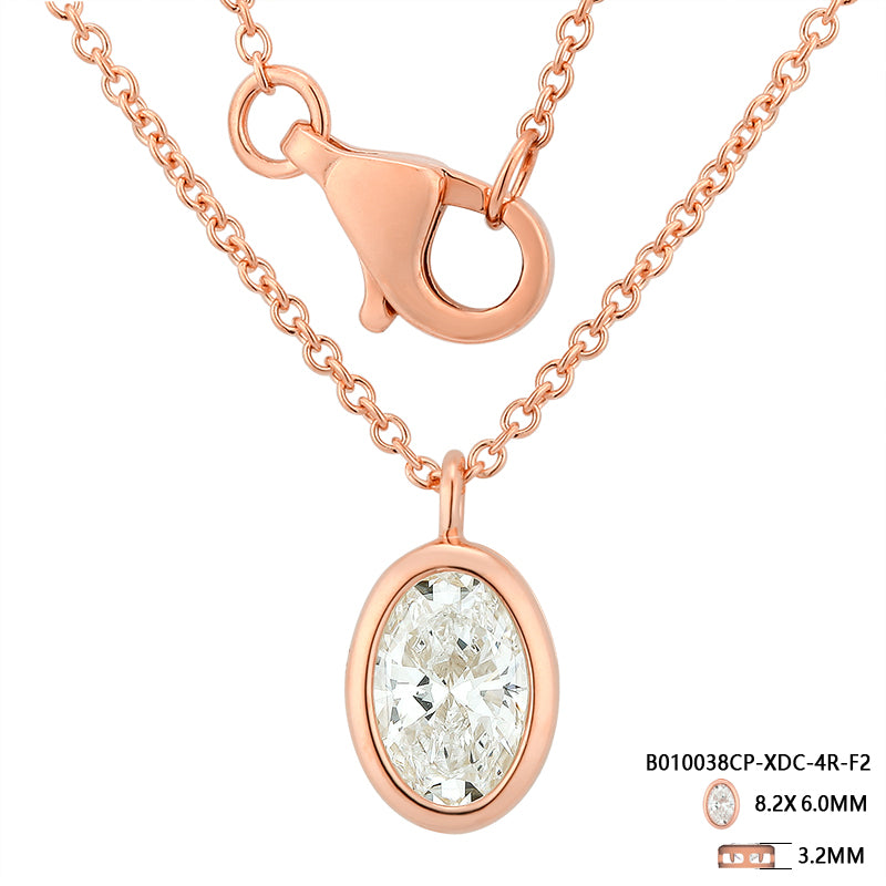 Bezel-Set Oval Diamond Necklace - Kindspark