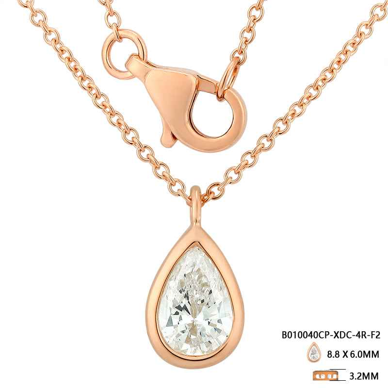 Bezel Set Pear Diamond Necklace - Exquisite Bezel-Set Pear Diamond Necklace for Elegant Luxury