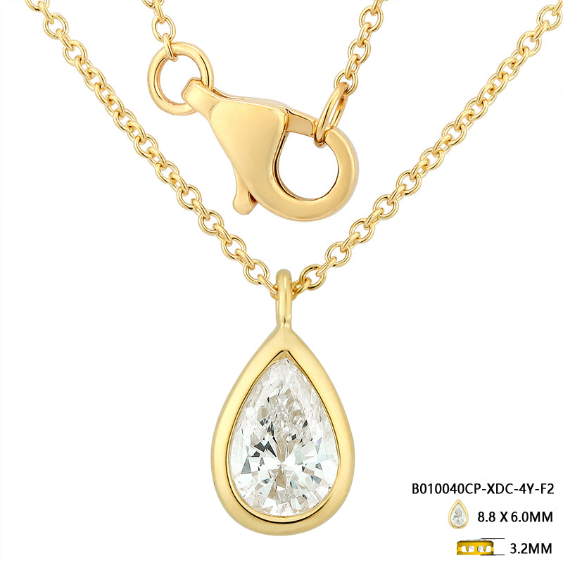 Bezel-Set Pear Diamond Necklace