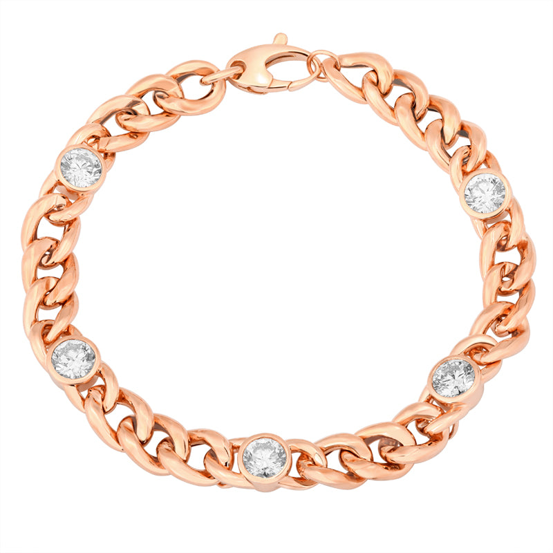 Chain Bracelet with Emerald Diamond
