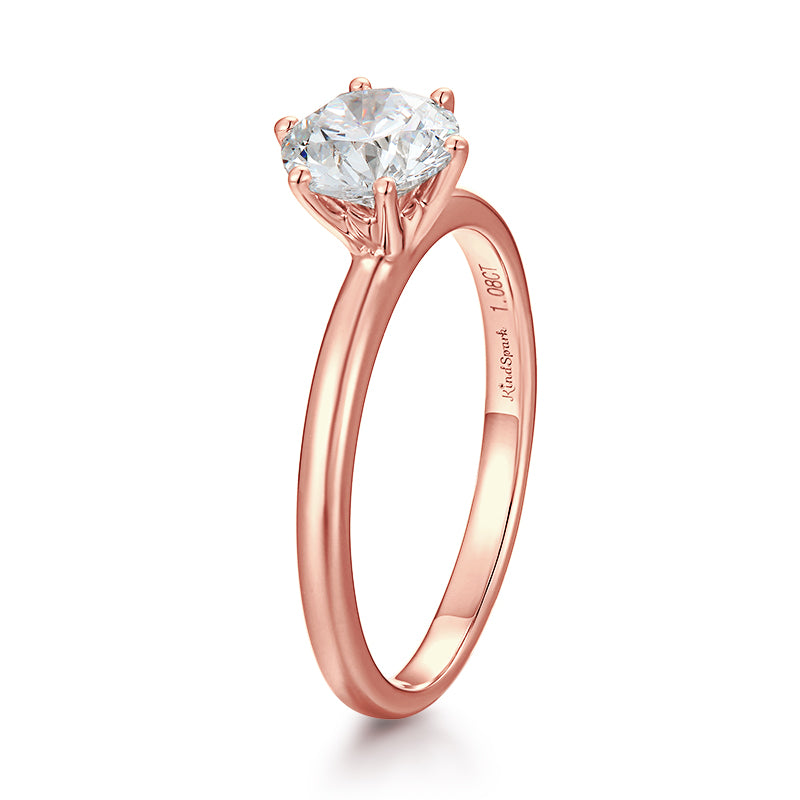 Round Diamond Classic 6 Claw Engagement Ring (1 Carat) - Kindspark