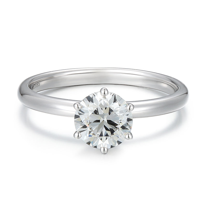 Round Diamond Classic 6 Claw Engagement Ring (1 Carat) - Kindspark