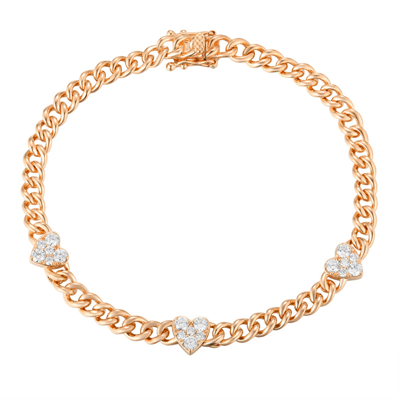 Chain Bracelet with Heart Shape Diamond