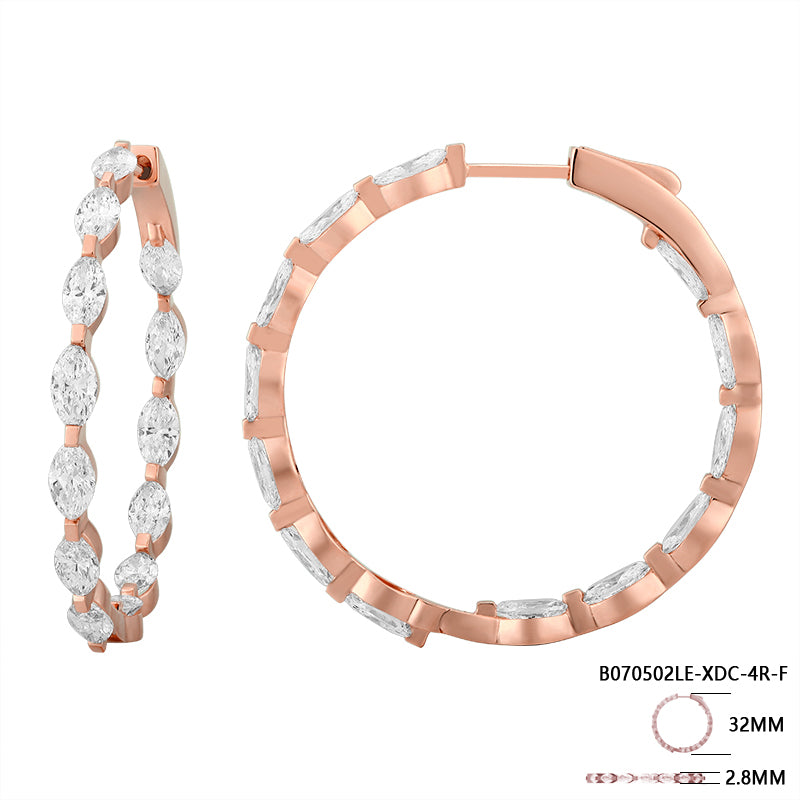 Marquise-Cut Diamond Hoop Earrings - Kindspark