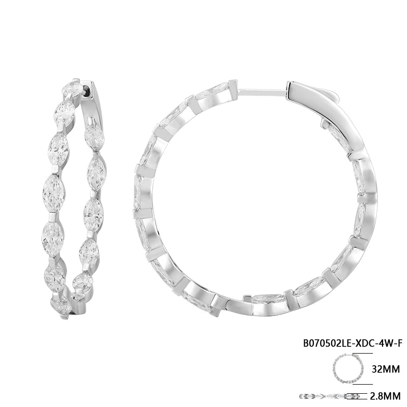 Marquise-Cut Diamond Hoop Earrings - Kindspark