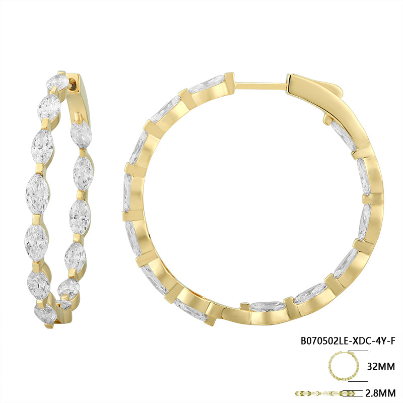 Marquise-Cut Diamond Hoop Earrings - Kindspark