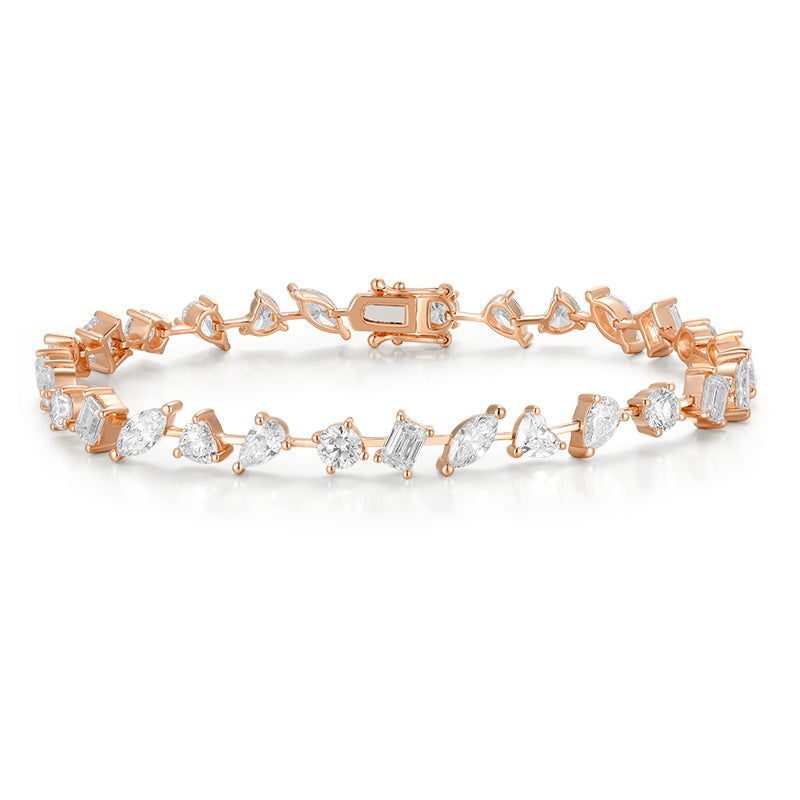 Multi-shape Brilliant Cut Link Diamond Bracelet - Kindspark