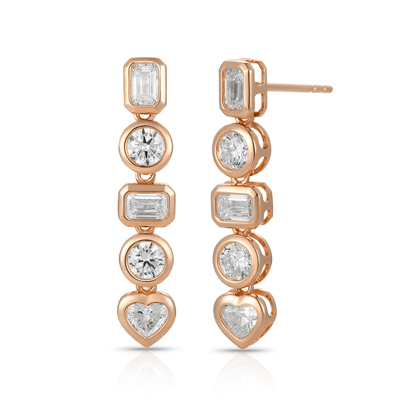 Bezel set multi stone drop earrings - Kindspark