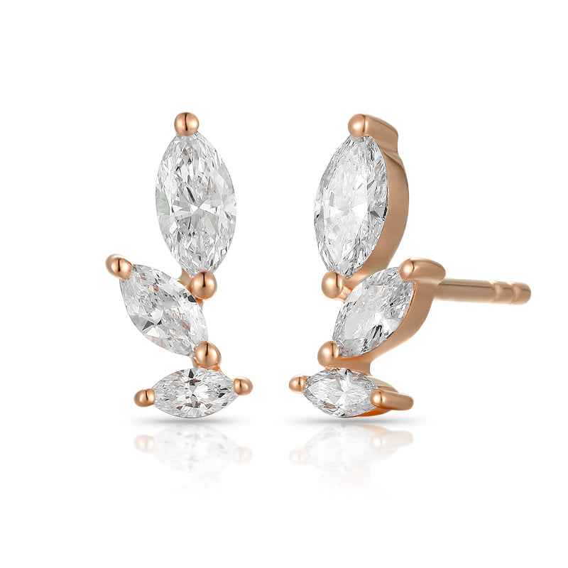 Marquise Diamond Stud Earrings - Elegant Ear Studs for Timeless Style