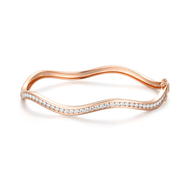 Round Brilliant Diamond Wave Bangle - Kindspark