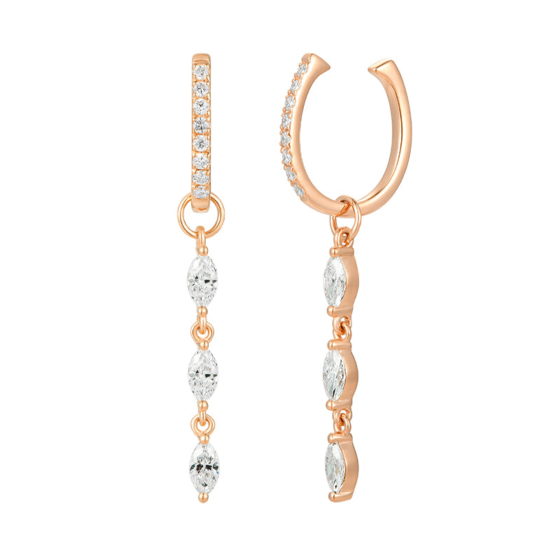 Drop Chain Hoop Earrings