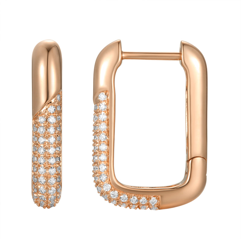 Pave Diamond Hoop Earrings