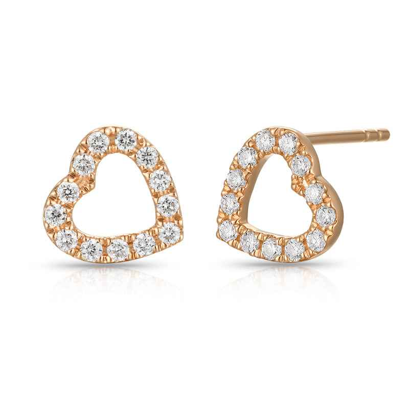 Heart Design Round Diamond Earrings for Elegant Style