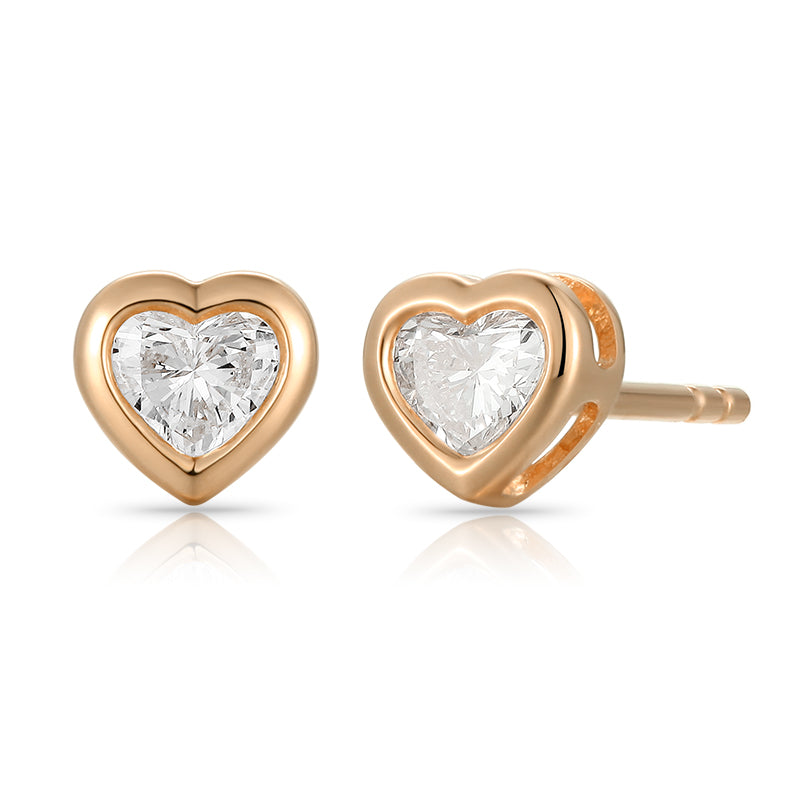 Bezel Shape Heart Ear Stud - Kindspark