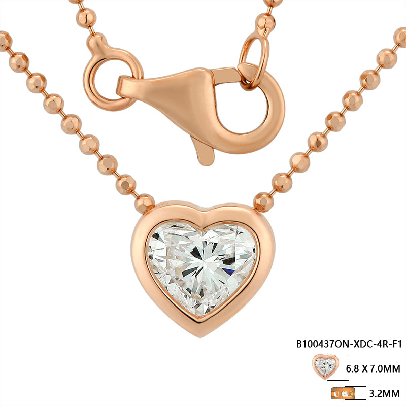 Bezel-Set Heart Diamond Necklace - Kindspark