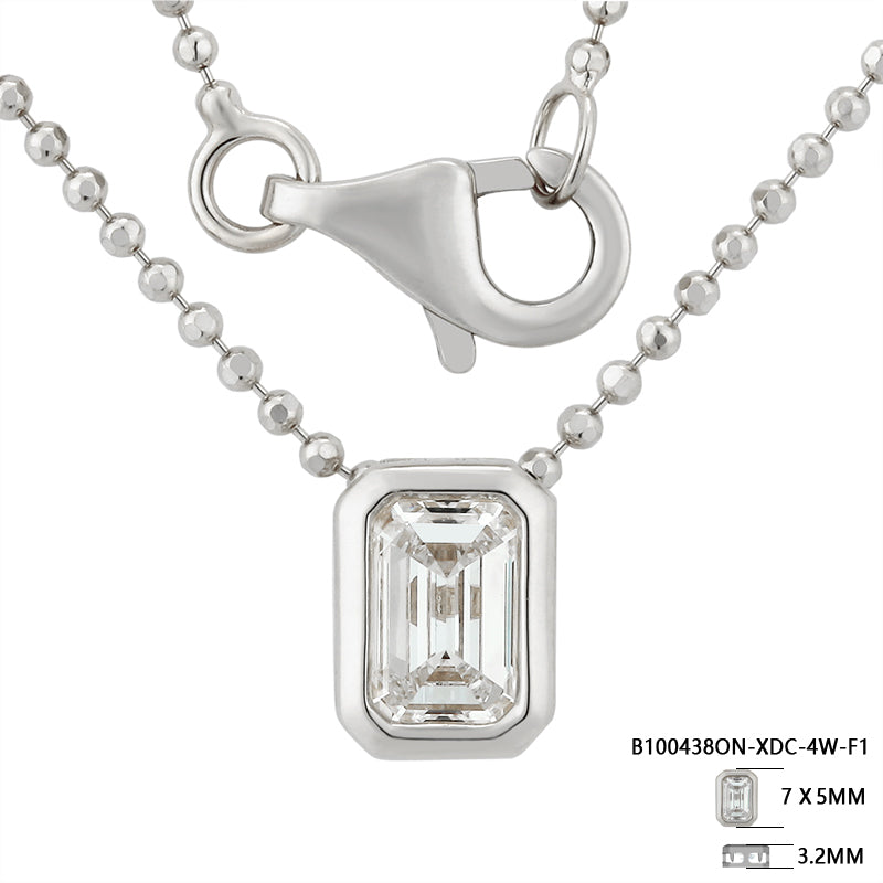 Bezel-Set Emerald Cut Diamond Necklace - Kindspark