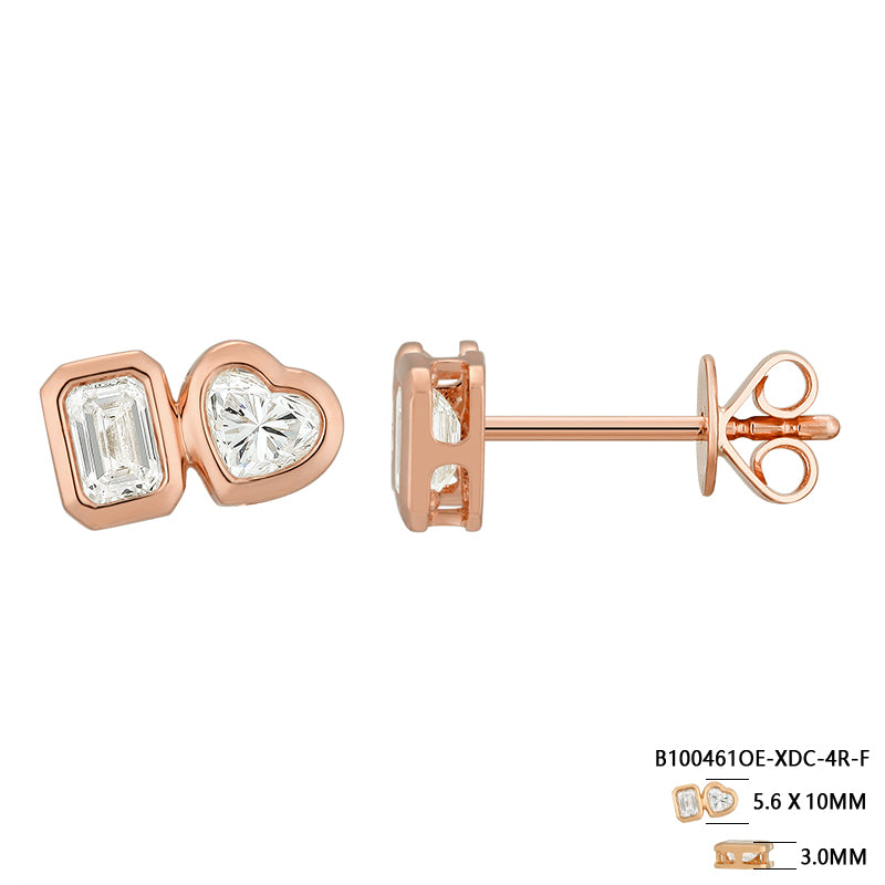 Emerald Cut & Heart-Shaped Diamond Stud Earrings - Kindspark