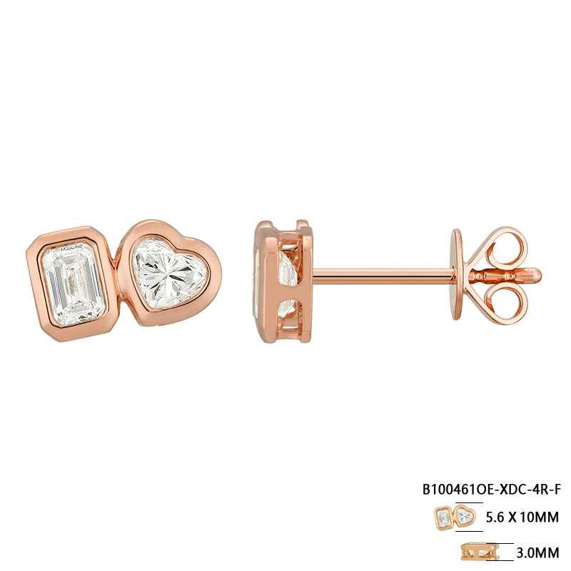 Emerald Cut Heart-Shaped Diamond Earrings for Elegant Style