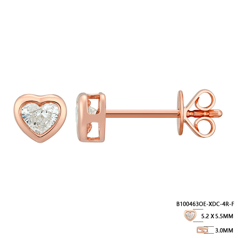 Bezel-Set Heart Shape Diamond Stud Earrings - Kindspark
