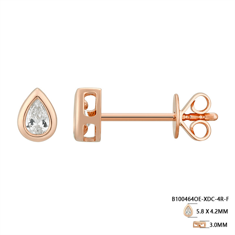 Bezel-Set Pear Shape Diamond Stud Earrings - Kindspark