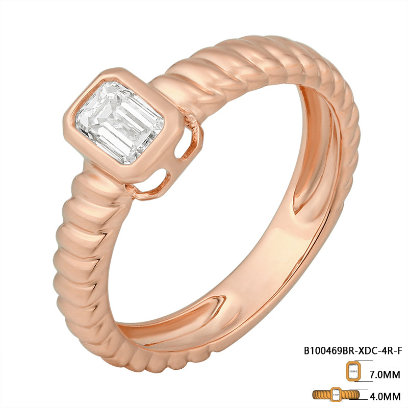 Emerald-Cut Diamond Bezel Ring - Kindspark