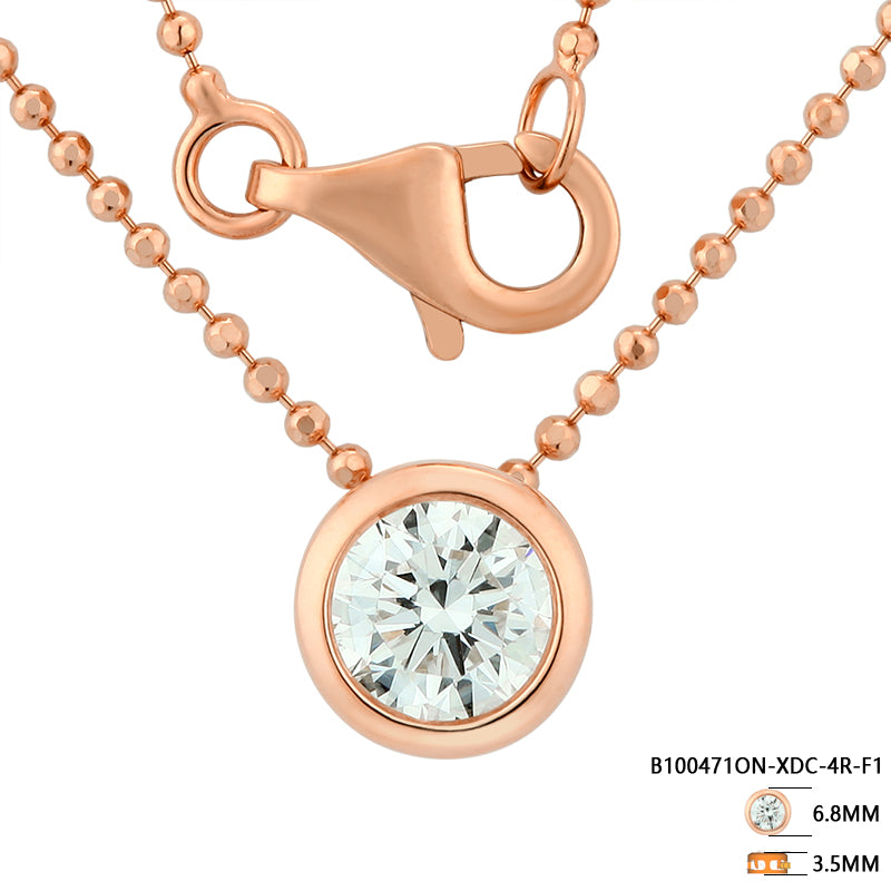 Bezel-Set Round Diamond Necklace - Kindspark