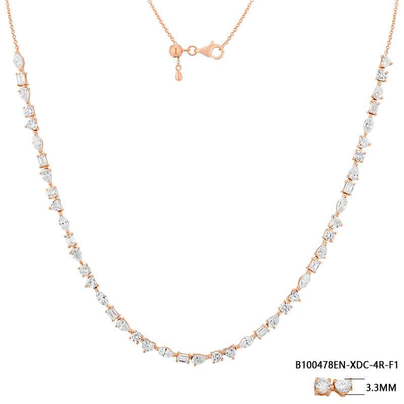 Half-Length Mixed Cut Diamond Necklace with Elegant Design