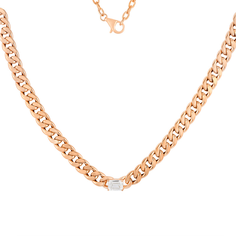 Chain Necklace with Emerald Diamond