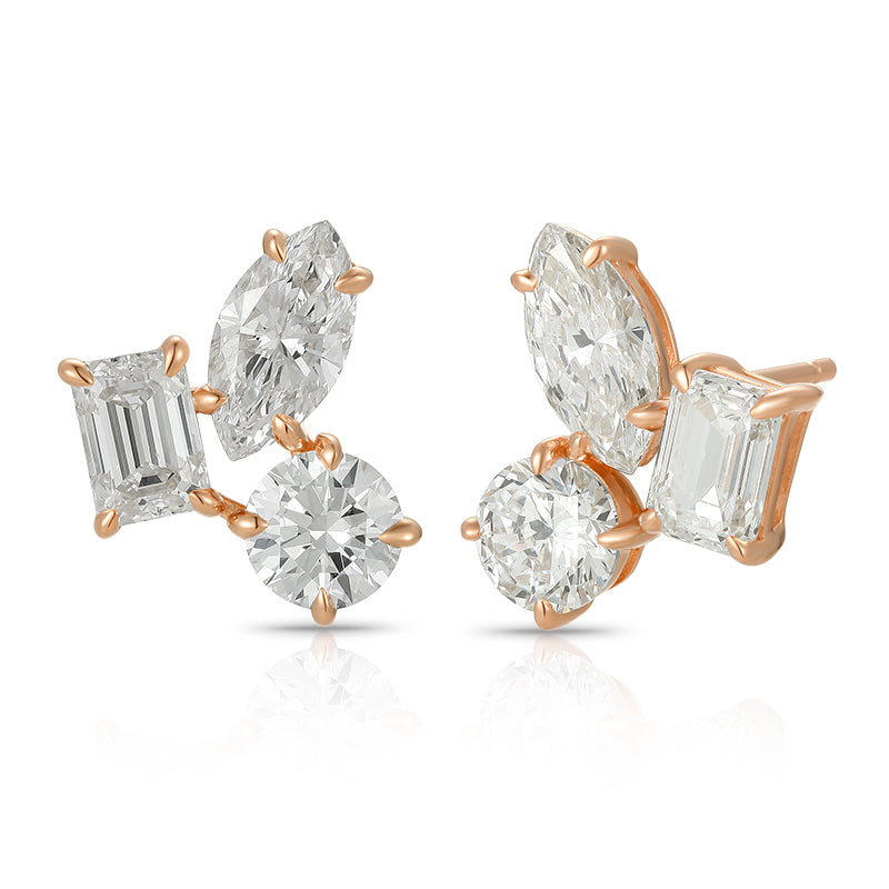 Mixed Cut Diamond Stud Earrings - Kindspark
