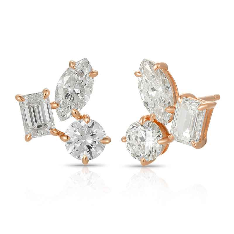 Mixed Cut Diamond Stud Earrings for Timeless Elegance and Radiance