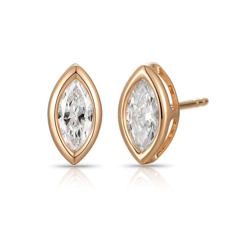 Bezel Shape Marquise Ear Stud - Kindspark