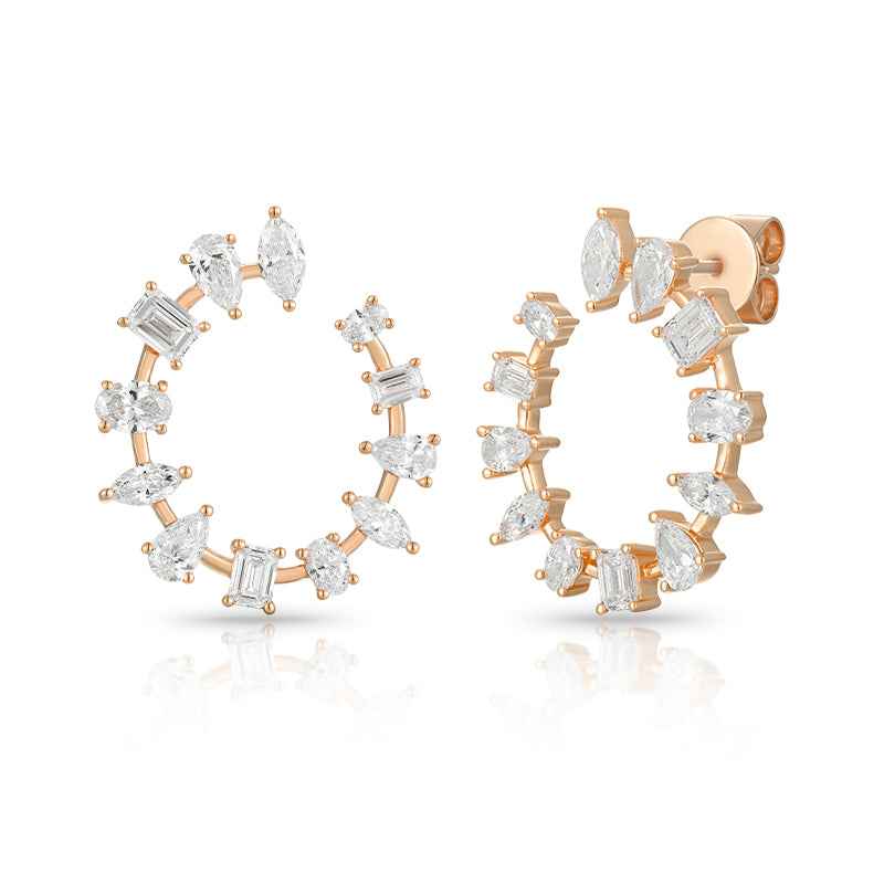 Multi Shaped Diamond Hoop Earrings
