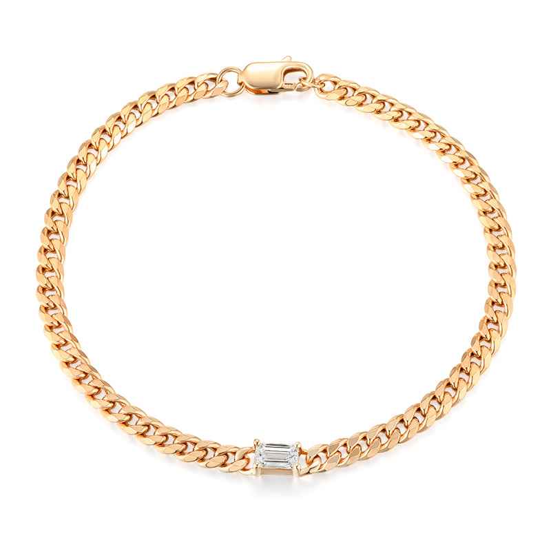 Emerald Cut Diamond Chain Bracelet - Elegant Jewellery Piece