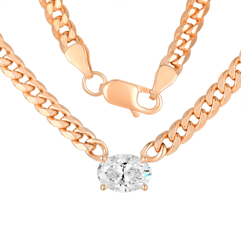 Chain Necklace with Oval Diamond