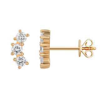 Three Stone Diamond Drop Earrings