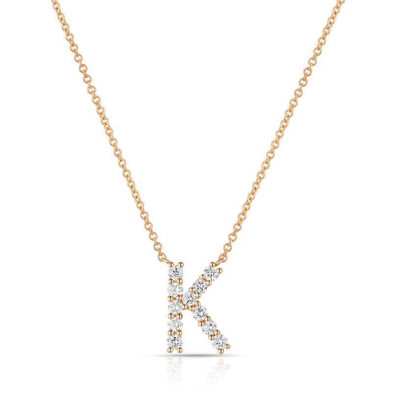 Initial K Diamond Necklace - Elegant Personalised Jewellery