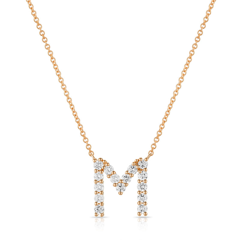 Initial "M" Diamond Necklace