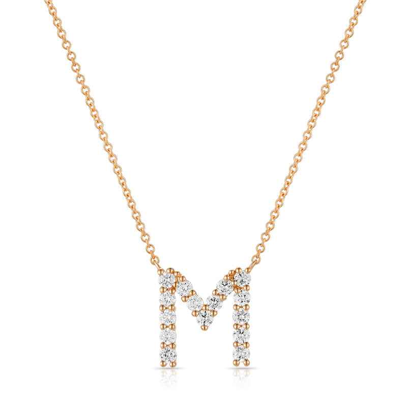 Initial M Diamond Necklace - Elegant Personalised Jewellery