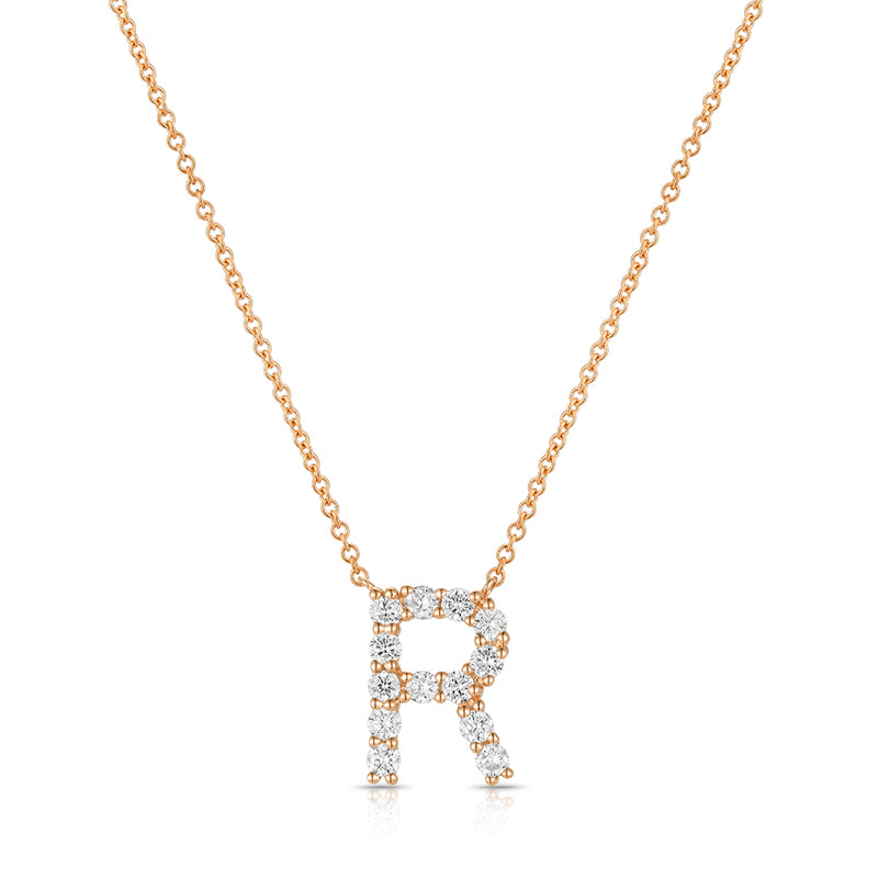 Initial "R" Diamond Necklace
