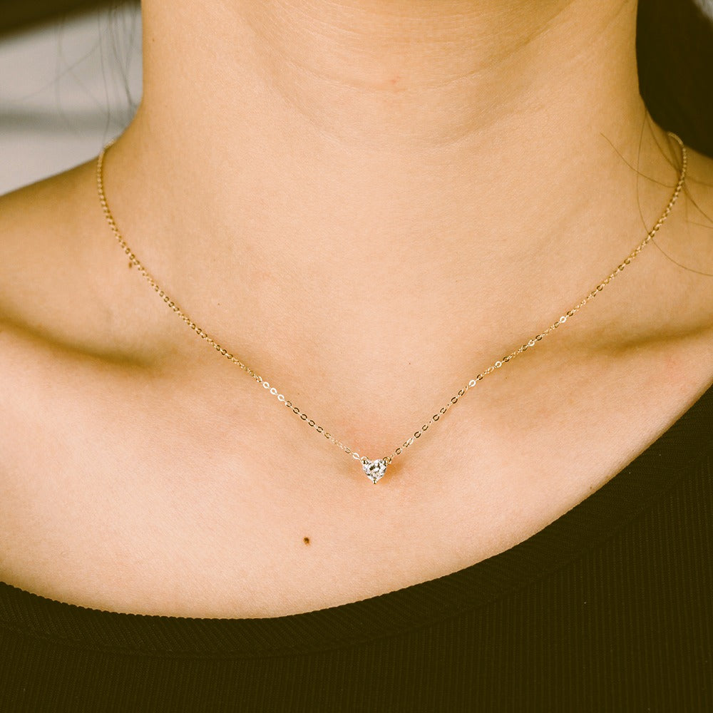 Solitaire Heart Cut Diamond Necklace| Solitaire Heart Cut Lab-grown diamond Necklace| KindSpark Jewellery| Affordable jewellery for everyday wear