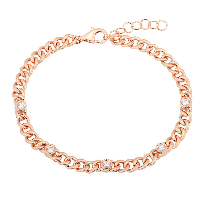 Chain Bracelet with Alternating Round Diamonds - Kindspark