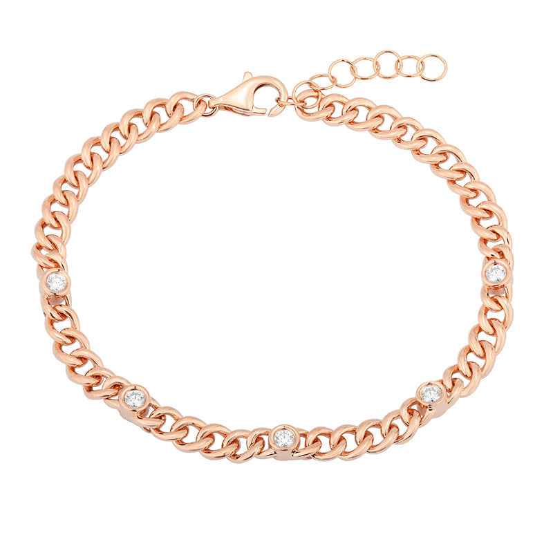 Chain Bracelet with Alternating Round Diamonds