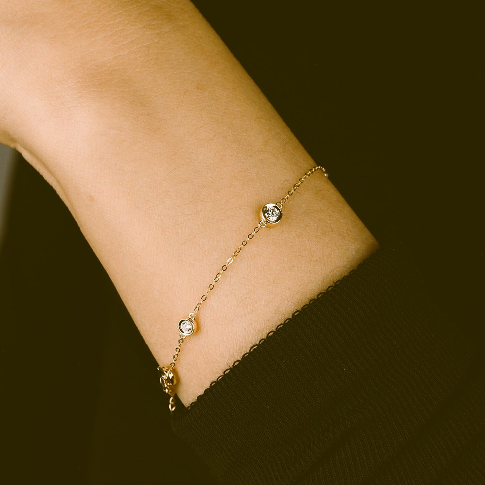 Diamond Station Bracelet| Lab-grown diamond Station Bracelet| KindSpark Jewellery| Affordable jewellery for everyday wear