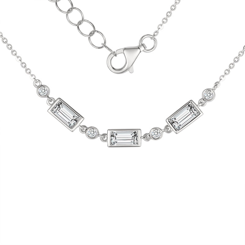 Diamond Baguette Station Necklace| Lab-grown diamond Baguette Station Necklace| KindSpark Jewellery| Affordable jewellery for everyday wear