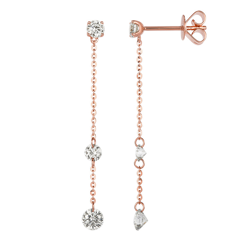 Triple Drill-Hole Diamond Drop Earrings - Kindspark