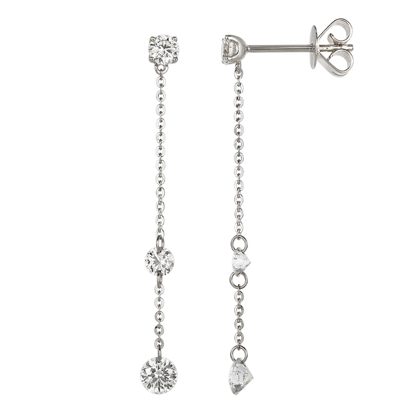 Triple Drill-Hole Diamond Drop Earrings - Kindspark