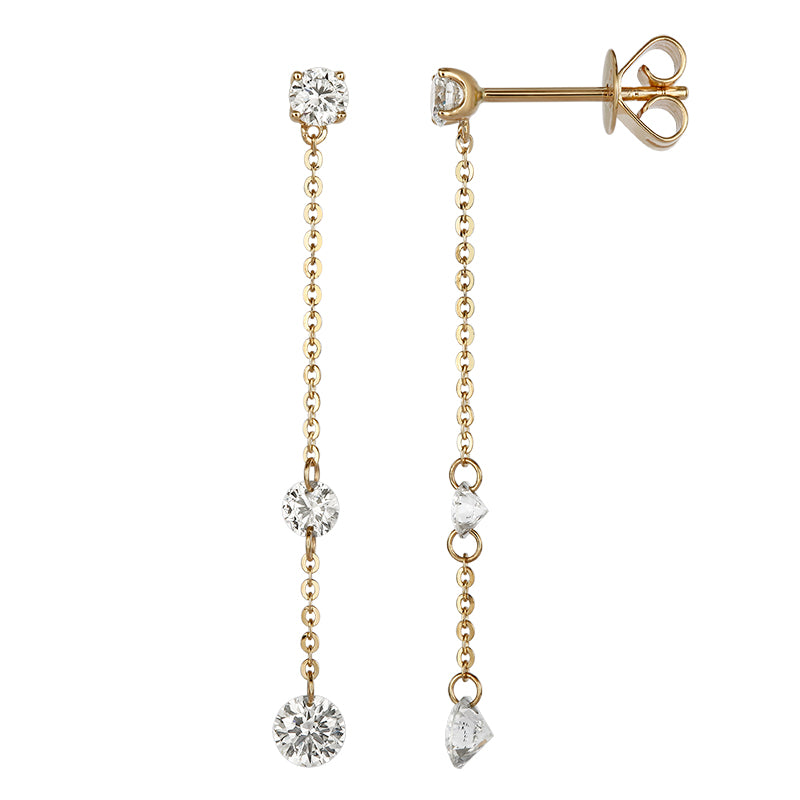 Triple Drill-Hole Diamond Drop Earrings - Kindspark